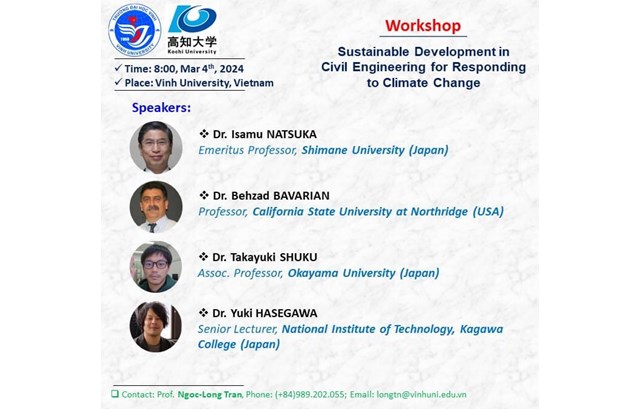 Workshop "Sustainable Development in Civil Engineering for Responding to Climate Change - Phát triển bền vững trong Kỹ thuật xây dựng thích ứng với biến đổi khí hậu”